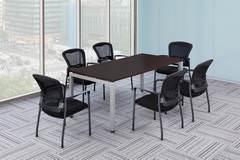 Espresso Rectangular Conference Table with Chairs